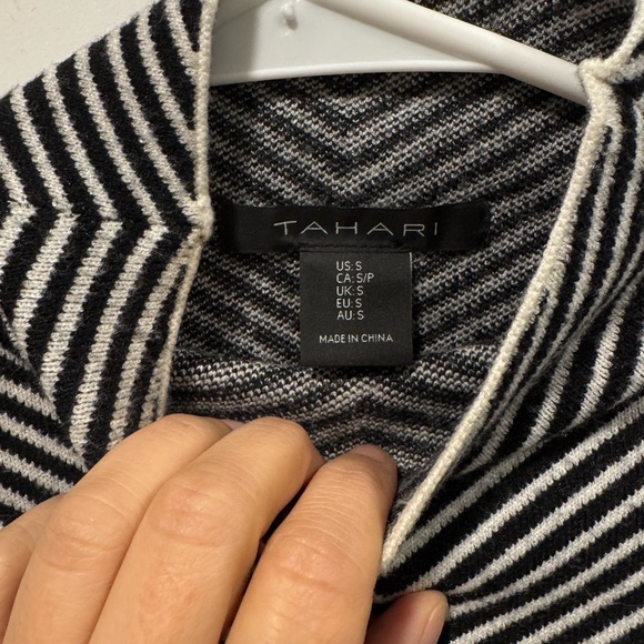 Striped Black and White Turtleneck Sweater - Picture 2 of 2